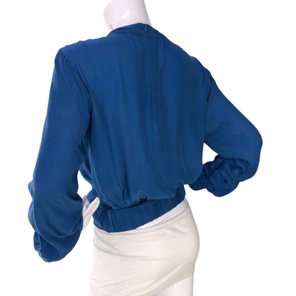 Scotch & Soda Blouse Womens S Blue Viscose Twist Front Mock Neck Long Sleeve - Picture 6 of 16